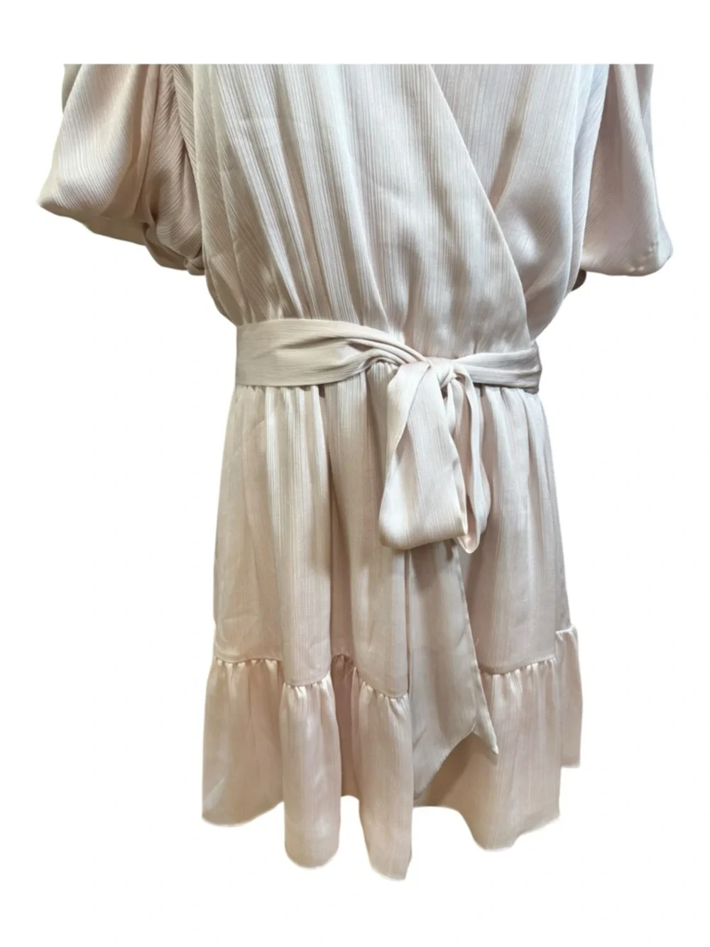 Ted Baker NWT Loueese Pale Pink Plisse Satin Wrap Mini Dress Size 4 (US 10)